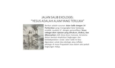 JALAN SALIB EKOLOGIS: “YESUS ADALAH ALAM YANG TERLUKA”